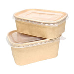 Paper Salad Bowl with Rectangular PP Lid (25 Units)